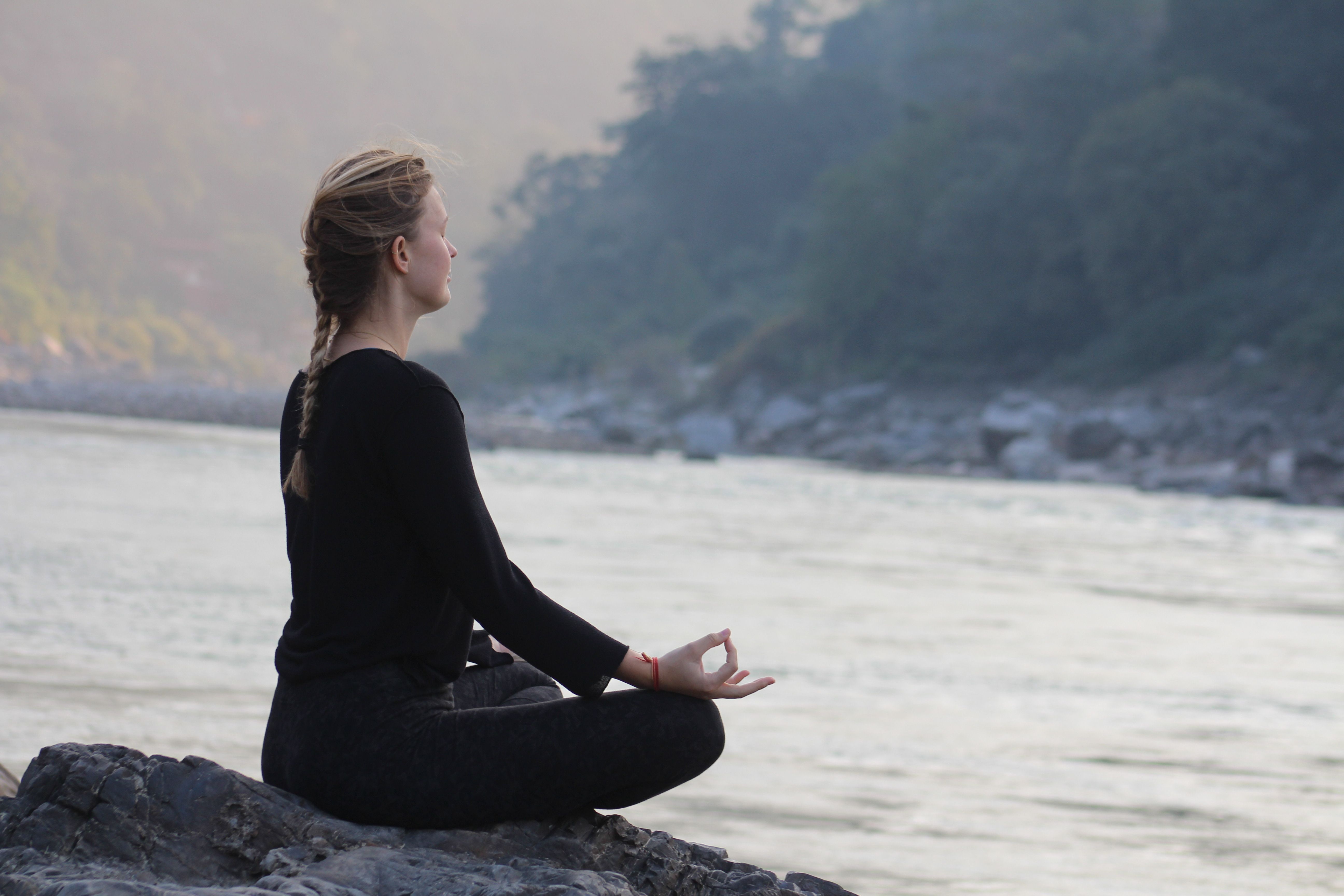 Person practicing morning stretching